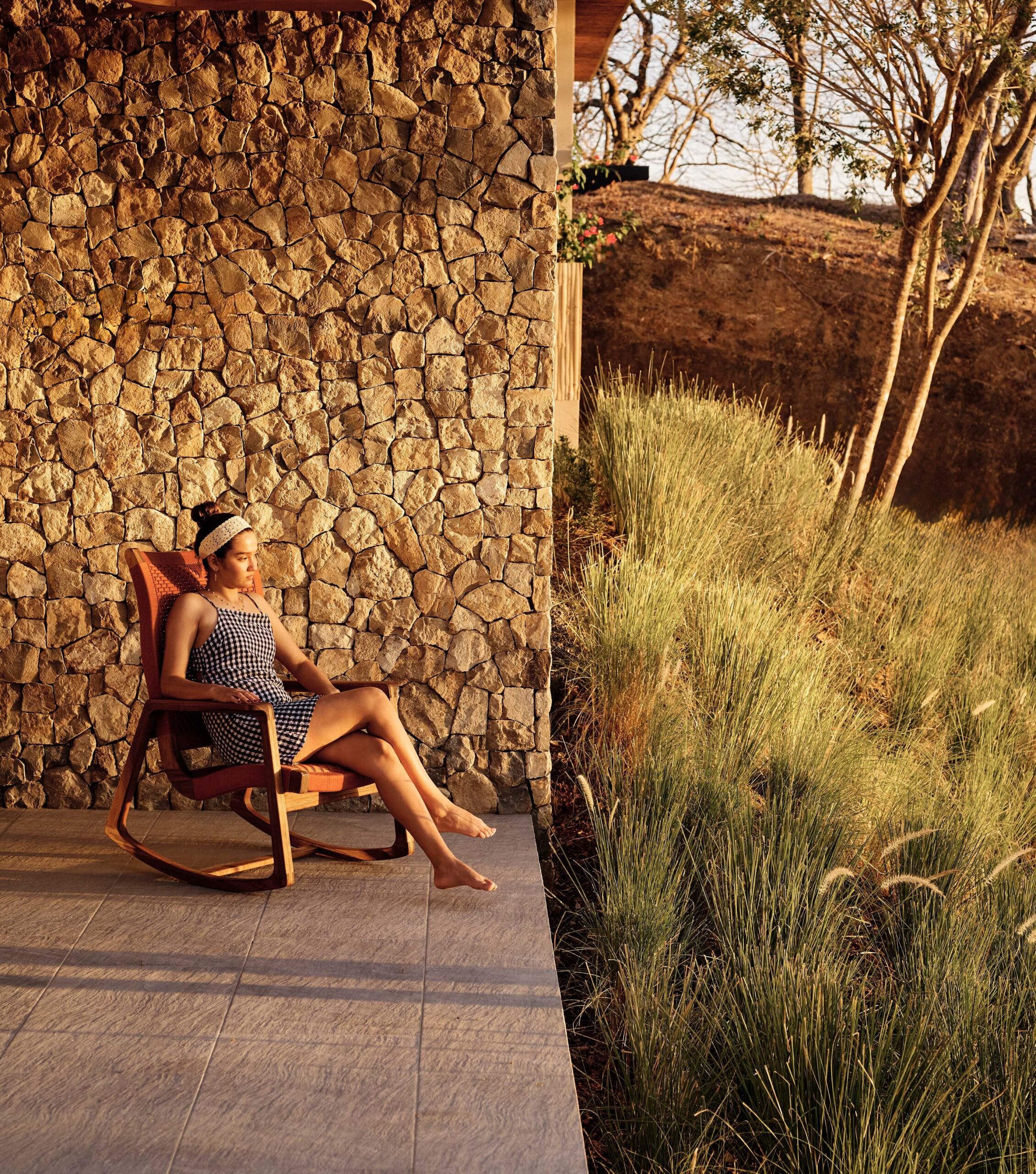 Arenal Outdoor Rocking Chair | Clay V Braided Cord