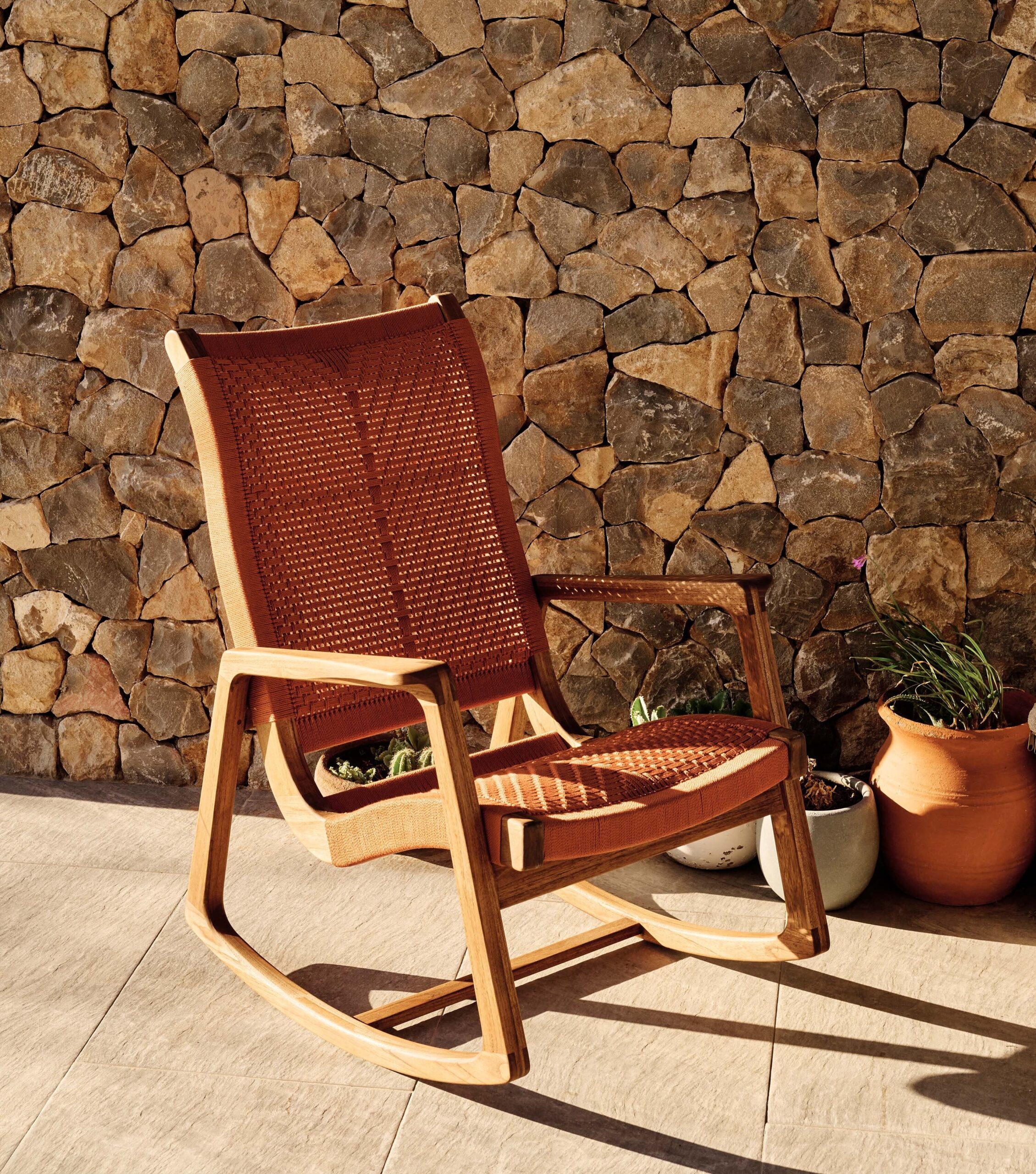 Arenal Outdoor Rocking Chair | Clay V Braided Cord - Image 2